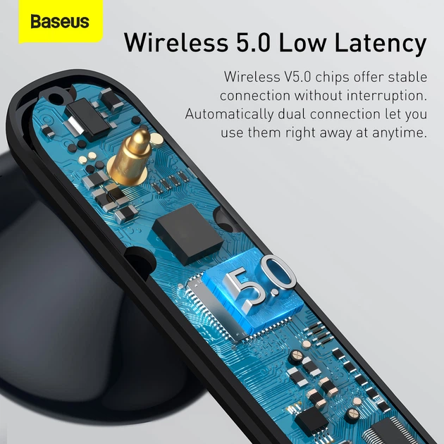 Беспроводные Bluetooth наушники Baseus Encok AirNora TWS W2 Черный - Фото 11 Беспроводные Bluetooth наушники Baseus Encok AirNora TWS W2 Черный - изображение 11