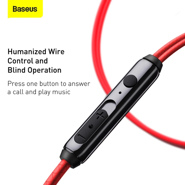Наушники Baseus Encok H19 Wired Earphone 3.5mm Красный - изображение 13