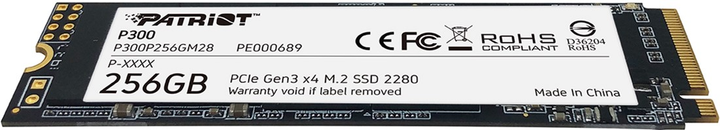 SSD диск Patriot P300 256GB M.2 2280 NVMe PCIe 3.0 x4 3D NAND TLC (P300P256GM28) - изображение 4