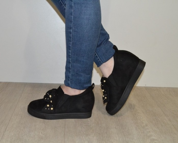 Комфортные слипоны на скрытой танкетке Awar 6186 BLACK 37 23.5см черный - изображение 2