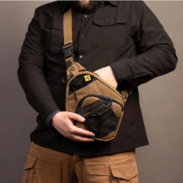 Тактична сумка-кобура для прихованого носіння Scout Tactical EDC crossbody ambidexter bag coyot/black - зображення 5