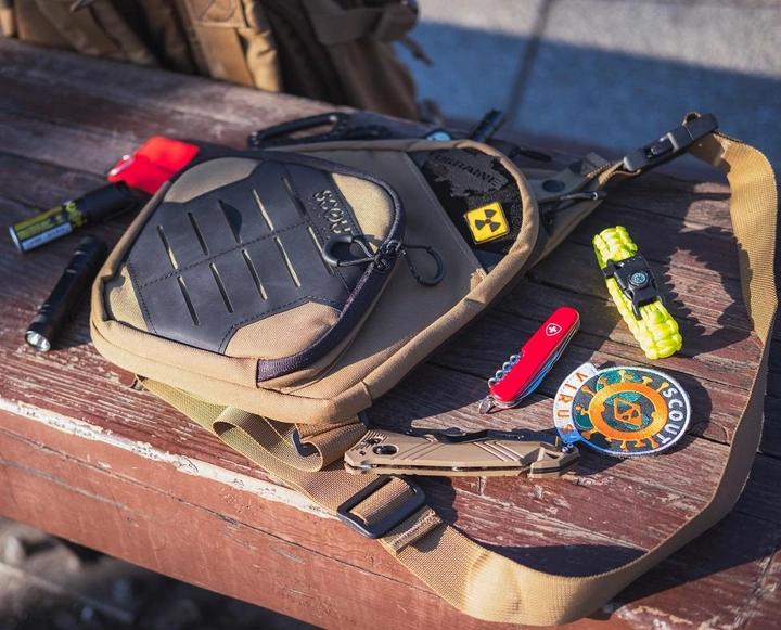 Тактична сумка-кобура для прихованого носіння Scout Tactical EDC crossbody ambidexter bag coyot/black - зображення 9