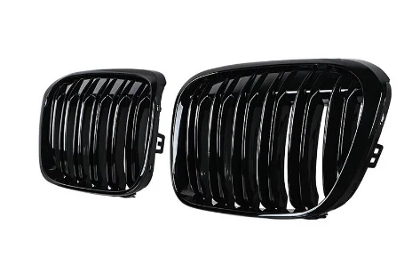 Решетки радиатора BMW X1 F48 2015-2019 год Черные глянцевые Двойные M-Look - изображение 2