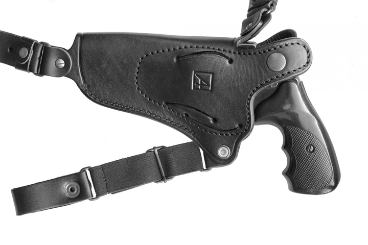 Подплечная, поясная, внутрибрючная кожаная кобура A-LINE для револьвера черная (3КУ3 Альфа440) - изображение 7