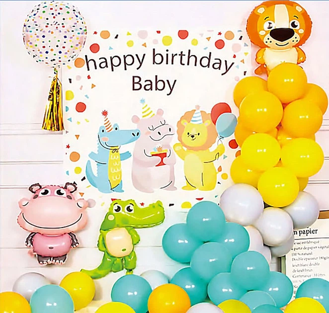 Фотозона с воздушных шаров "Happy birthday Baby" зверушки Разноцветный Без бренда (T-9028) - Фото 1 Фотозона с воздушных шаров "Happy birthday Baby" зверушки Разноцветный Без бренда (T-9028) - изображение 1