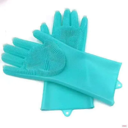 Силіконові багатофункціональні рукавички для миття та чищення Magic Silicone Gloves Бірюза - зображення 7