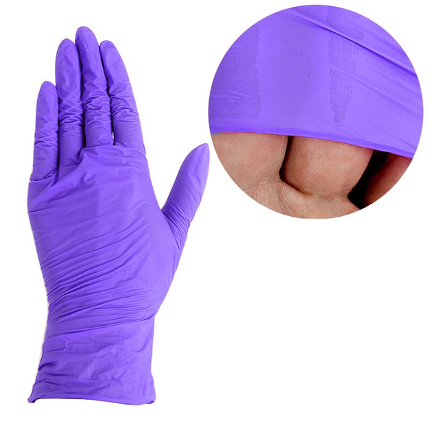 Перчатки нитриловые без талька - фиолетовые, размер S, 100 шт (0095124) - изображение 1