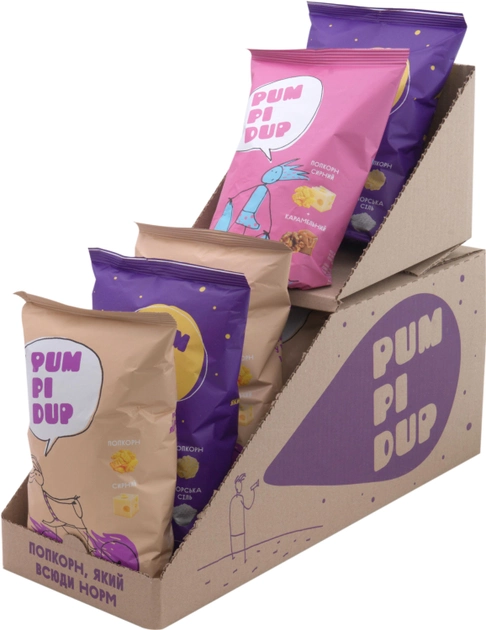 Акция на Упаковка попкорну Pumpidup 3 смаки (сир, сіль, карамель з сиром) 90 г х 7 шт. от Rozetka