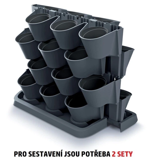 Набор из 12 горшков Prosperplast CASCADE GARDEN для цветов со вставками и корзиной 68.5х19х54.6см антрацит (89908) - Фото 3 Набор из 12 горшков Prosperplast CASCADE GARDEN для цветов со вставками и корзиной 68.5х19х54.6см антрацит (89908) - изображение 3