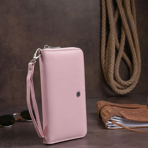 Женский кошелек-клатч вместительный кожаный ST Leather Accessories 19279 Розовый - Фото 5 Женский кошелек-клатч вместительный кожаный ST Leather Accessories 19279 Розовый - изображение 5