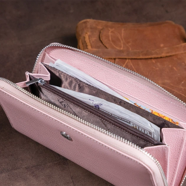 Женский кошелек-клатч вместительный кожаный ST Leather Accessories 19279 Розовый - Фото 8 Женский кошелек-клатч вместительный кожаный ST Leather Accessories 19279 Розовый - изображение 8