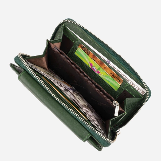 Жіночий гаманець шкіряний ST Leather Accessories 19342 Зелений - Фото 6 Жіночий гаманець шкіряний ST Leather Accessories 19342 Зелений - зображення 6