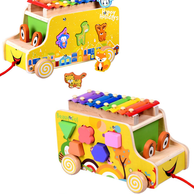 Wooden store toy trolley