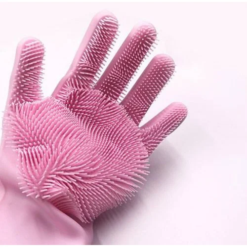 Силиконовые многофункциональные перчатки для мытья и чистки Magic Silicone Gloves Малиновый - Фото 9 Силиконовые многофункциональные перчатки для мытья и чистки Magic Silicone Gloves Малиновый - изображение 9
