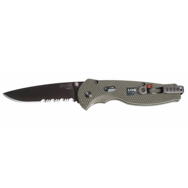 Нож SOG Flash II Black Blade серрейтор Olive (STGFSA-98) - изображение 1