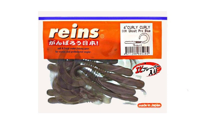 Силиконовый твистер Reins Curly Curly 4" #008 Ghost Pro Blue (съедобный, 15шт) - изображение 2