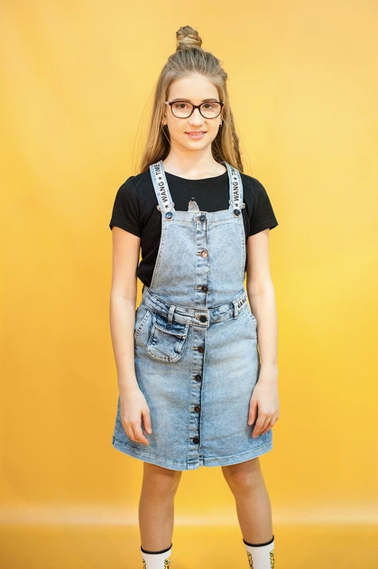 Сарафан A-yugi Jeans 140 см Синий (2125000655437) - Фото 1 Сарафан A-yugi Jeans 140 см Синий (2125000655437) - изображение 1