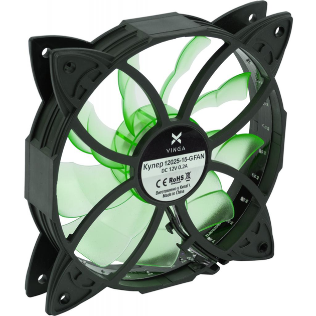 Кулер для корпуса Vinga 12025-15-G - изображение 2