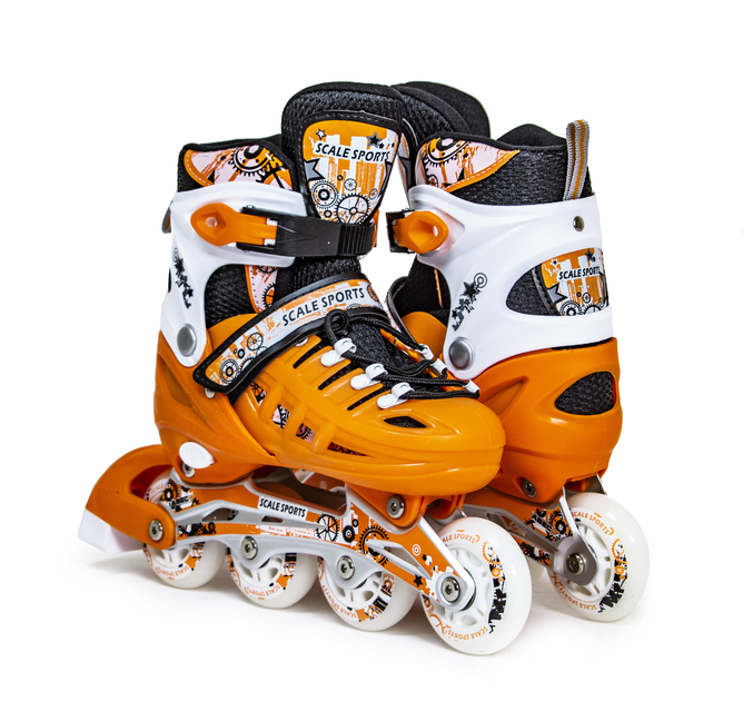 Детские ролики раздвижные Space Sport ABEC-7 82A Оранжевые размер 29-33 ...