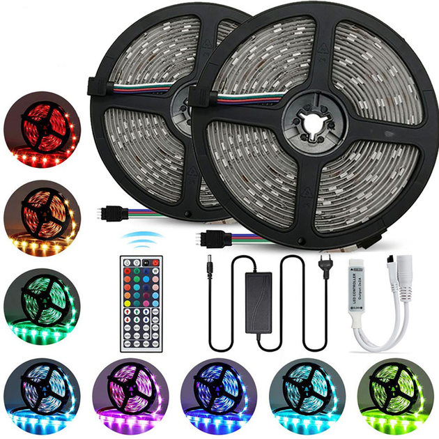 Светодиодная лента RGB 5050 300 LED комплект 2м цветная для фоновой ...