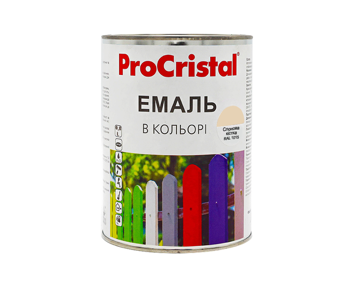 Емаль акрилова ProCristal ІР-116 універсальна напівглянцева Слонова кістка - RAL 1015 0,8л - зображення 1