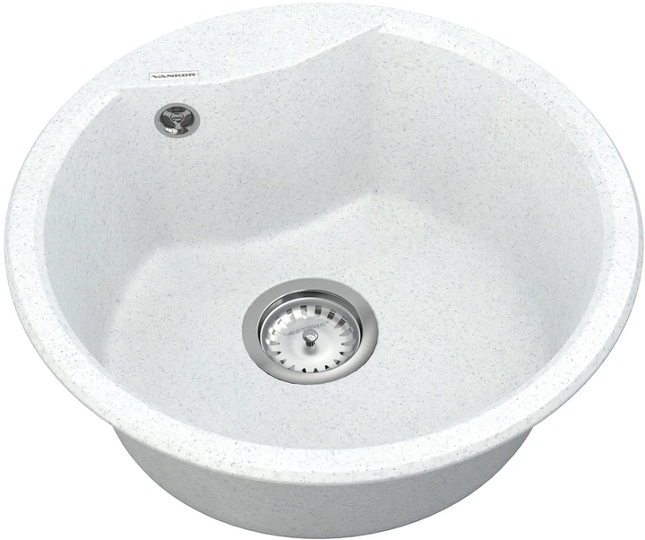Кухонная мойка гранит VANKOR Vena VMR 01.48 White Stone + сифон одинарный VANKOR Стандарт - изображение 2