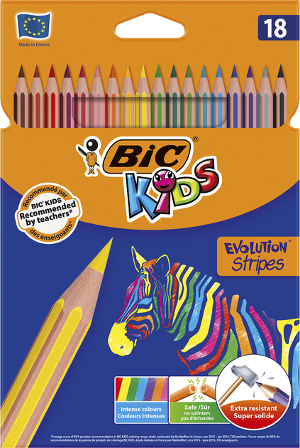 Олівці BIC Evolution Stripes 18 кол - Фото 1 Олівці BIC Evolution Stripes 18 кол - зображення 1