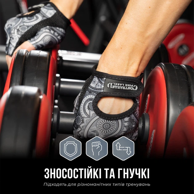Рукавички жіночі для фітнесу Contraband Pink Label 5387 Paisley Print Gloves (Сірий XS) - зображення 5