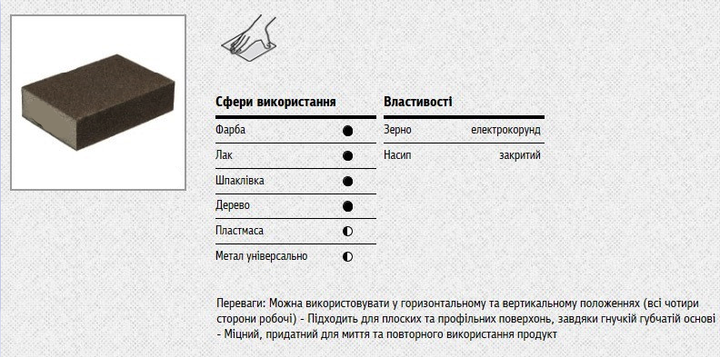 Губка шлифовальная MAGtools P60 100х72х25 мм - изображение 2