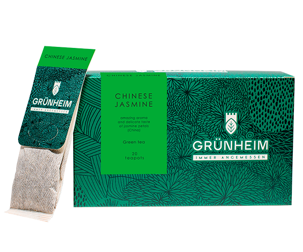 Зеленый чай Grunheim Chinese Jasmine в пакетиках 20 шт - Фото 1 Зеленый чай Grunheim Chinese Jasmine в пакетиках 20 шт - изображение 1