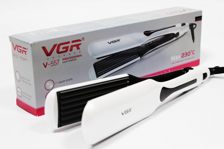 Профессиональное гофре VGR V-557 с регулировкой температуры и керамическим покрытием Белый - изображение 4