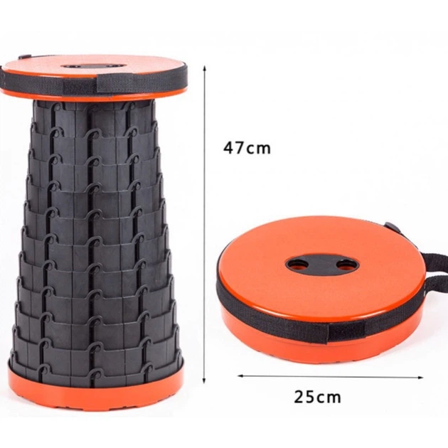 Розкладний телескопічний стілець Помаранчевий Telescopic stool - зображення 4