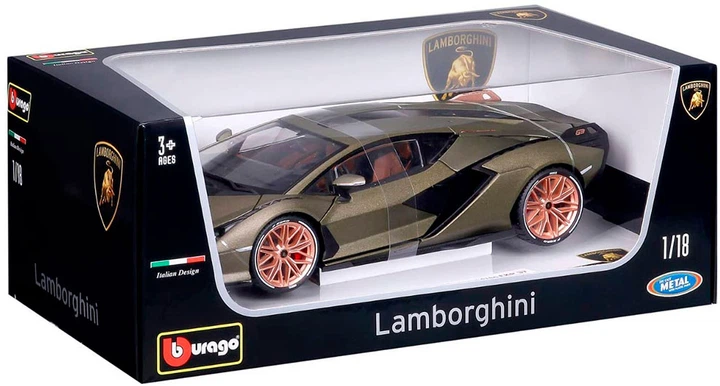 Автомодель Bburago Lamborghini Sian FKP 37 1:18 Зелена (4893993110469) - зображення 13