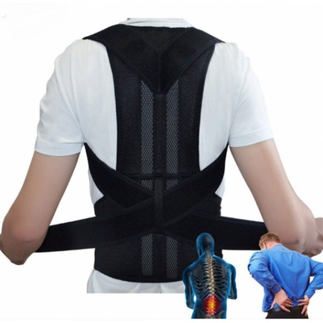 Универсальный корректор осанки Back Pain Need Help ортопедический корсет Черный - зображення 1