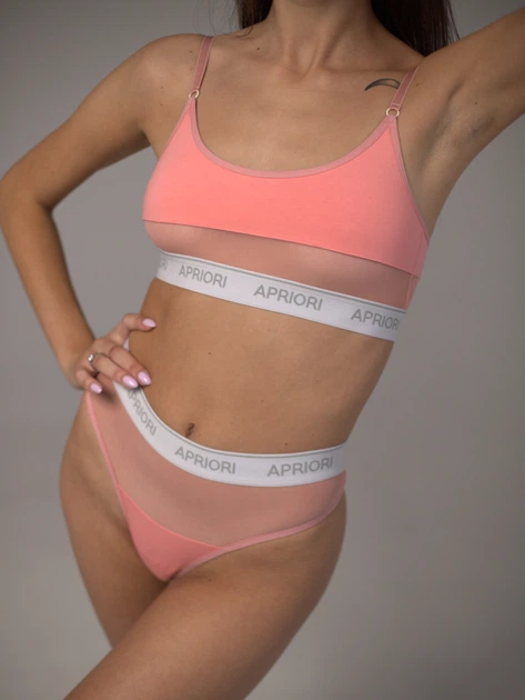 Комплект белья Apriori Bralette String AU-200120 XS Коралловый (ROZ6400134928) - изображение 3