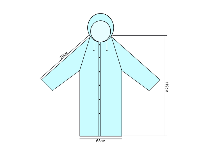 Плащ-дождевик с капюшоном, голубой S-XL (на рост 155-185 см) - изображение 6