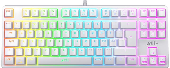 Клавиатура проводная Xtrfy K4 TKL RGB Kailh Red USB White RUS (XG-K4-RGB-TKL-WH-R-RUS) - изображение 1