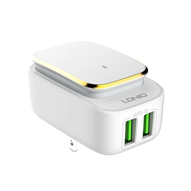 Сетевое зарядное устройство LDNIO A2205 на 2 USB с LED ночником micro-usb White (A2205) - изображение 6