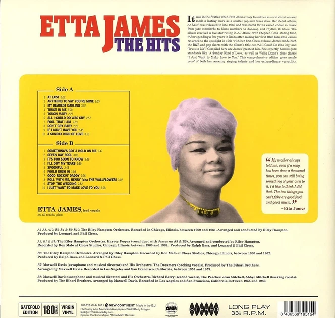 Виниловая пластинка Etta James - The Hits - изображение 2