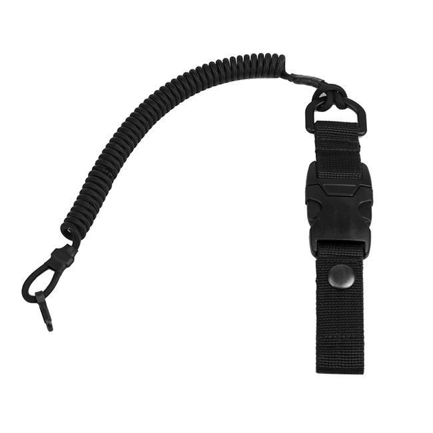 Страховочный шнур тренчик с карабином и быстросъёмным креплением на пояс, black - изображение 1