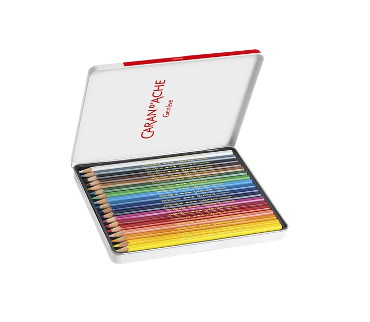 Набір Водостійких Олівців Caran d'Ache Swisscolor Металевий бокс, 18 кольорів (7630002342575) - Фото 3 Набір Водостійких Олівців Caran d'Ache Swisscolor Металевий бокс, 18 кольорів (7630002342575) - изображение 3