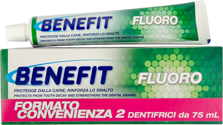 Зубна паста Benefit Fluoro з фтором 75 мл х 2 шт. (8003510010196) - Фото 2 Зубна паста Benefit Fluoro з фтором 75 мл х 2 шт. (8003510010196) - зображення 2
