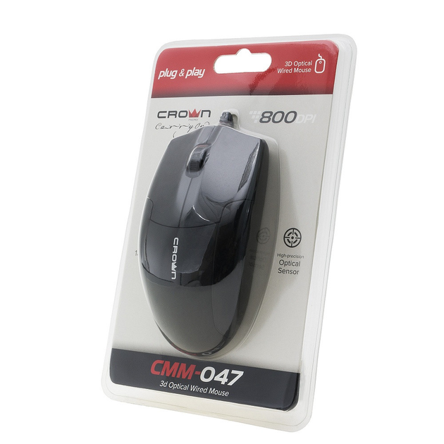 Проводная мышка с тихим кликом кнопки CROWN CMM-047 black USB - изображение 4