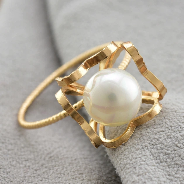 Кольцо Xuping 15374 искусственный жемчуг позолота 18K - изображение 4