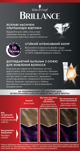 Фарба для волосся Brillance Базова лiнiйка 888-Темна вишня 142.5 мл (4015000509824) - зображення 3