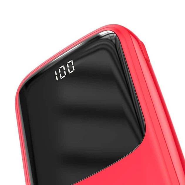 Повербанк BASEUS with lightning cable Qpow Digital Display 10000mAh |2USB/Type-C/Lightning, 3A, 15W|. Red - зображення 2