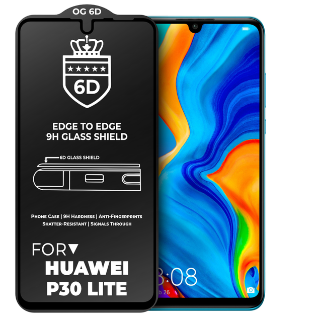 Защитное стекло 6D OG Crown Huawei P30 Lite Black (18991) – фото ...