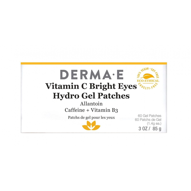 Патчи Derma E гидрогелевые с витамином С и кофеином для осветления кожи ...