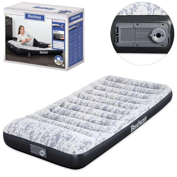 Односпальный надувной матрас Bestway 67834 (188 x 99 x 30 см) Fashion Flock с подголовником, встр.насос 220В, до 150кг - изображение 2