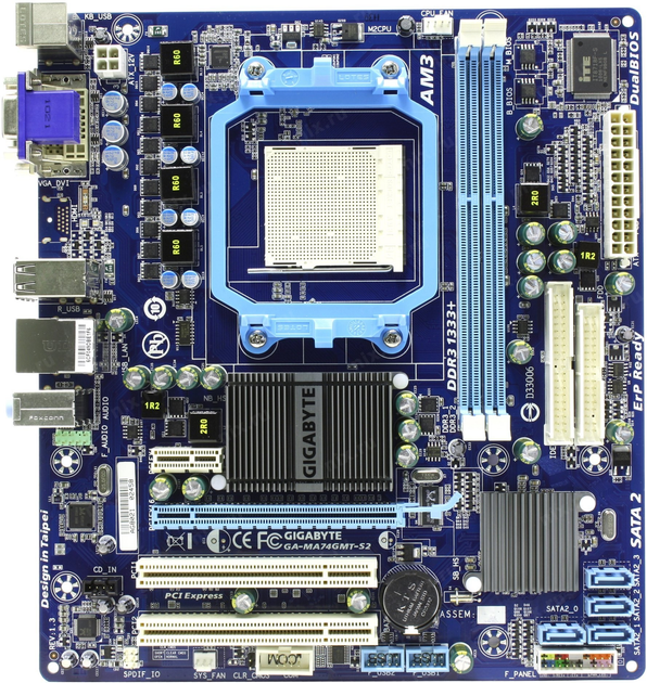 Материнская плата Gigabyte GA-MA74GMT-S2 ( Socket AM3, DDR3, AMD 740G ...